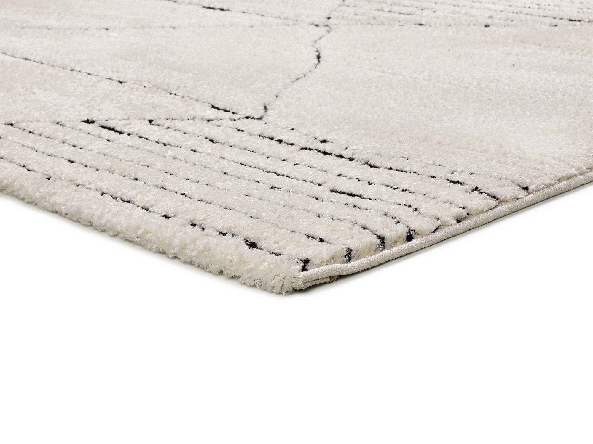 WEBTEPPICH weiß und schwarz Turin 120/170 cm - Schwarz/Weiß, Naturmaterialien/Textil (120/170cm) - Atticgo
