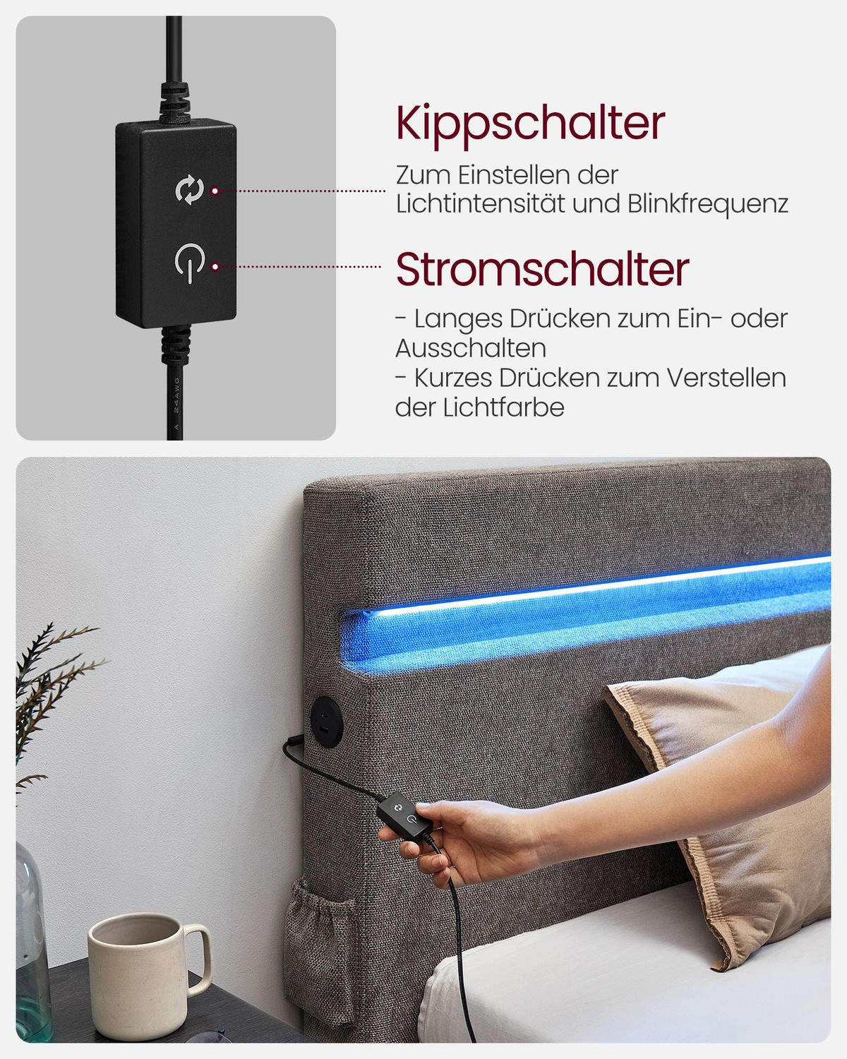 DOPPELBETT RABAT - Grau, Holzwerkstoff - Hansiro