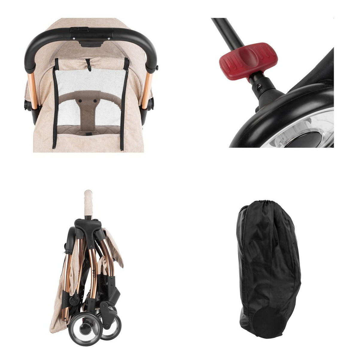 BUGGY Cloe bis 22 kg beige Aluminiumrahmen faltbar Getränkehalter - Beige, Metall (72/43/102cm) - Kikka boo