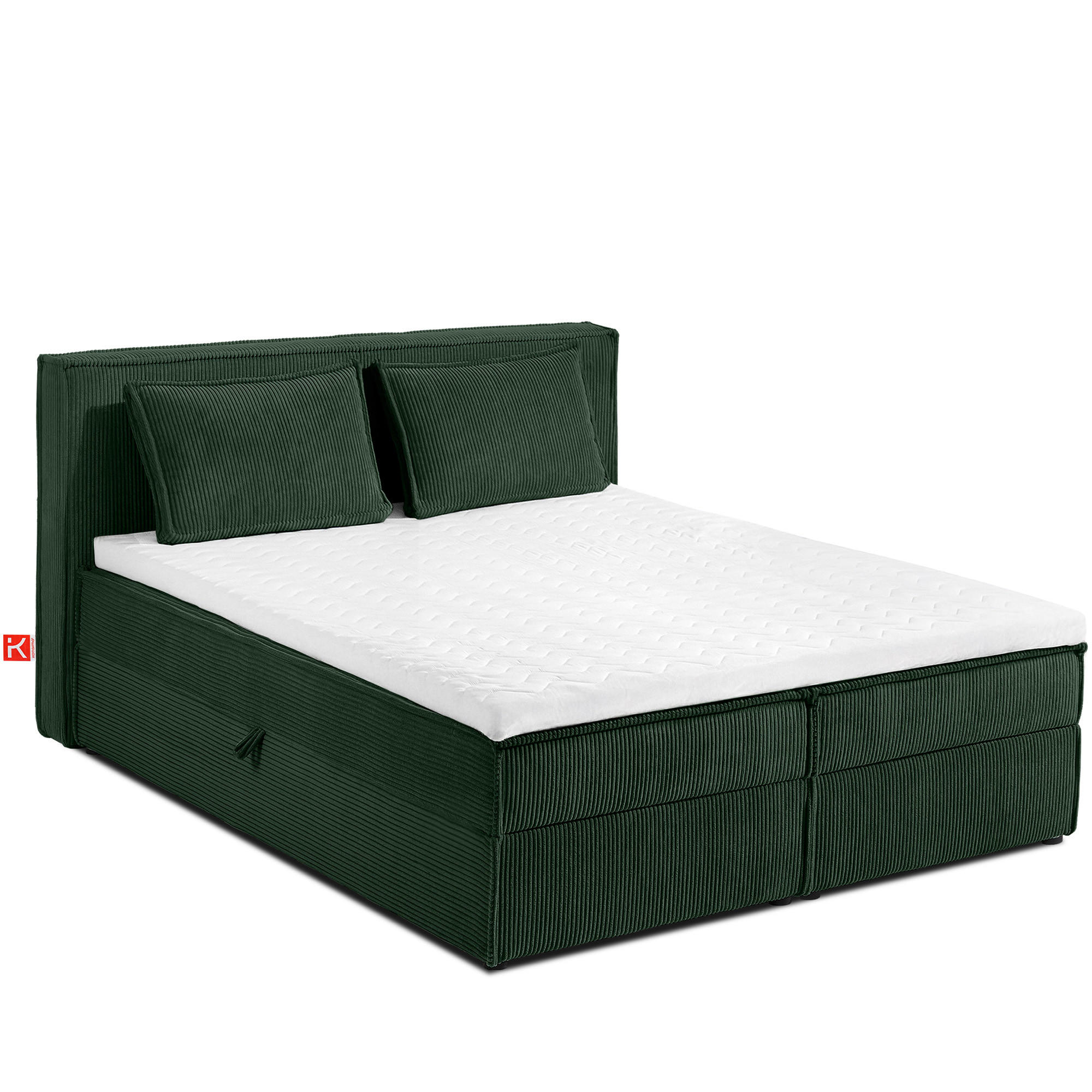 BOXSPRINGBETT ROTI mit Stauraum, dunkelgrün - Dunkelgrün/Schwarz, Holz/Holzwerkstoff (140/200cm) - KONSIMO®