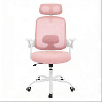 DREHSTUHL 63,5/47/109,5–117,5 cm Rosa aus Metall, Mesh und PP mit Wippfunktion - Pink, Metall (63.5/117.5/47cm) - OKWISH