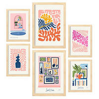 POSTER Set Mit 6 Minimalistischen In Pastellfarben Süßes Zuhause Drucke Von Landschaften Und Natur Für Innenarchitektur A3 & A4 Rahmen Aus Hellem Holz - Beige, Papier (29/3cm) - Nacnic