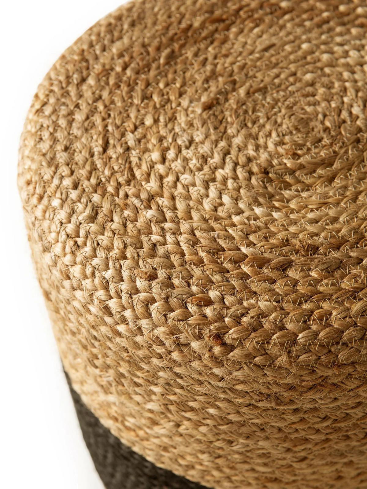 JUTE-POUF handgefertigt Jutta Hellbraun/Schwarz 40x40x40 cm - Hellbraun/Schwarz, Textil (40/40/40cm) - benuta Pure