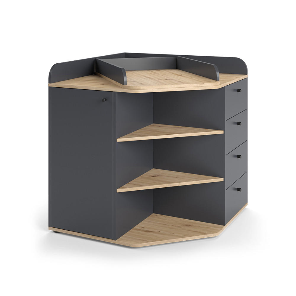 WICKELKOMMODE Aria Anthrazit 85 x 90 cm mit Regalen und 4 Schubladen - Anthrazit, Holzwerkstoff (85/90/85cm) - Vicco