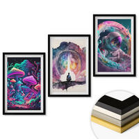 WANDBILDER 3er-Set - 40x60 cm Schwarzer Rahmen - Farbenfrohe Fantasy-Kunstillustrationen - Schwarz, Kunststoff (40/60cm) - ArtPrintCave