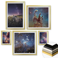 WANDBILDER 5er Set - 50x50 cm & 20x30 cm & 40x60 cm Goldrahmen - Wasserfall in der Schlucht - Goldfarben, Kunststoff (40/60cm) - ArtPrintCave