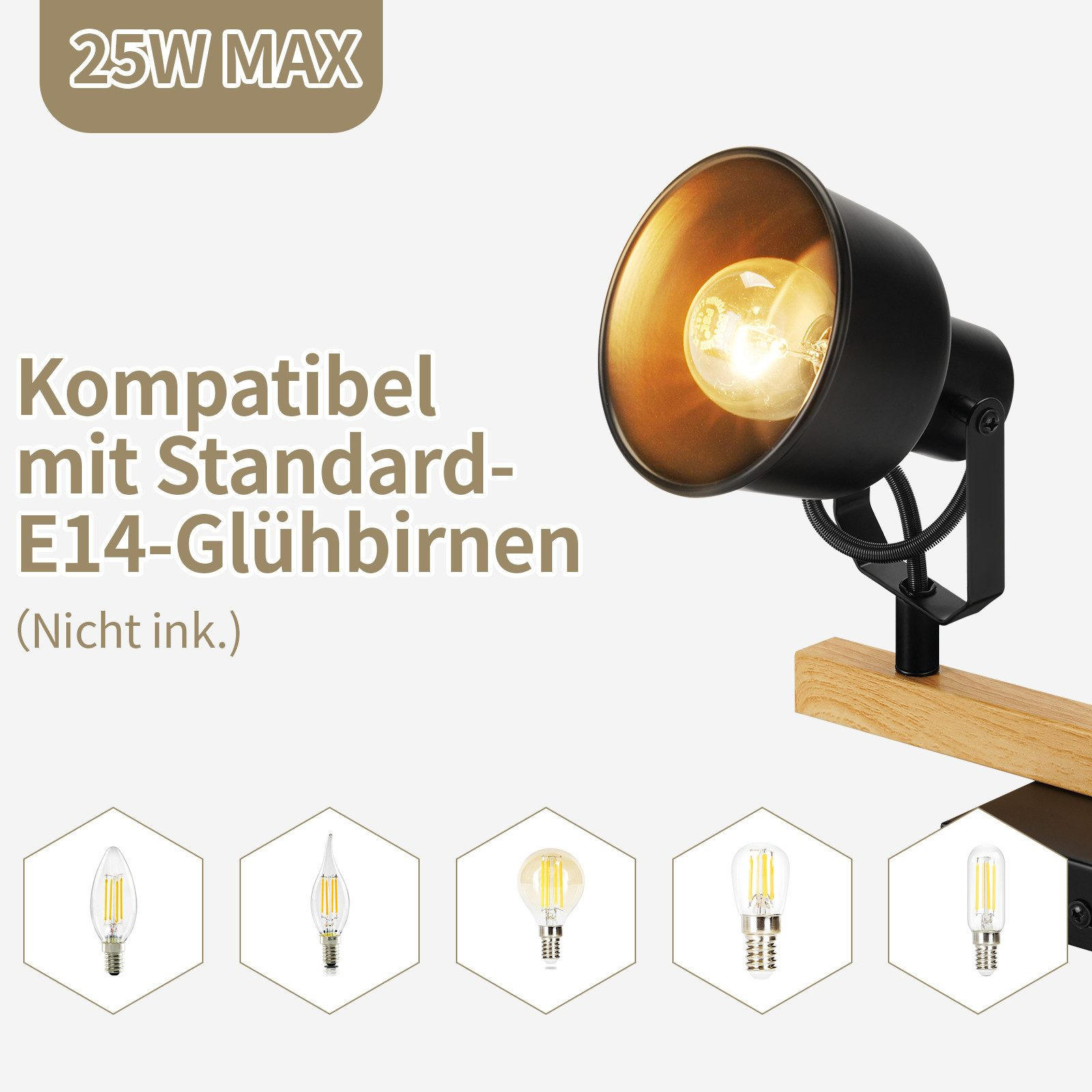 Thumbnail - ZMH Deckenstrahler, Schwarz, Metall, Vintage, 19x14x64 cm, Lampen & Leuchten, Innenbeleuchtung, Spots & Strahler, Decken...