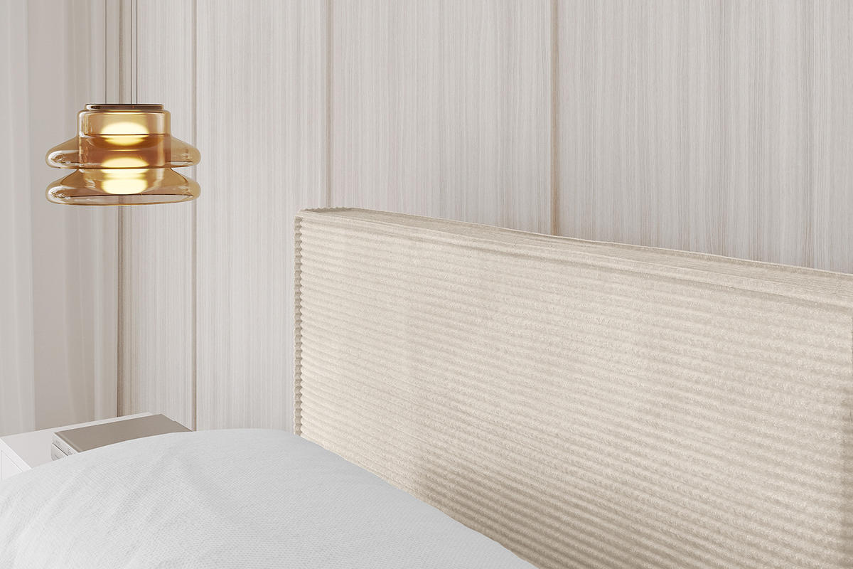 POLSTERBETT mit Bettkasten, Fußteil und Lattenrost, Boxbett ohne Matratze - EMMI-Z-V1 180x200 Beige - Creme, Holzwerkstoff/Textil (180/200cm) - ALTDECOR