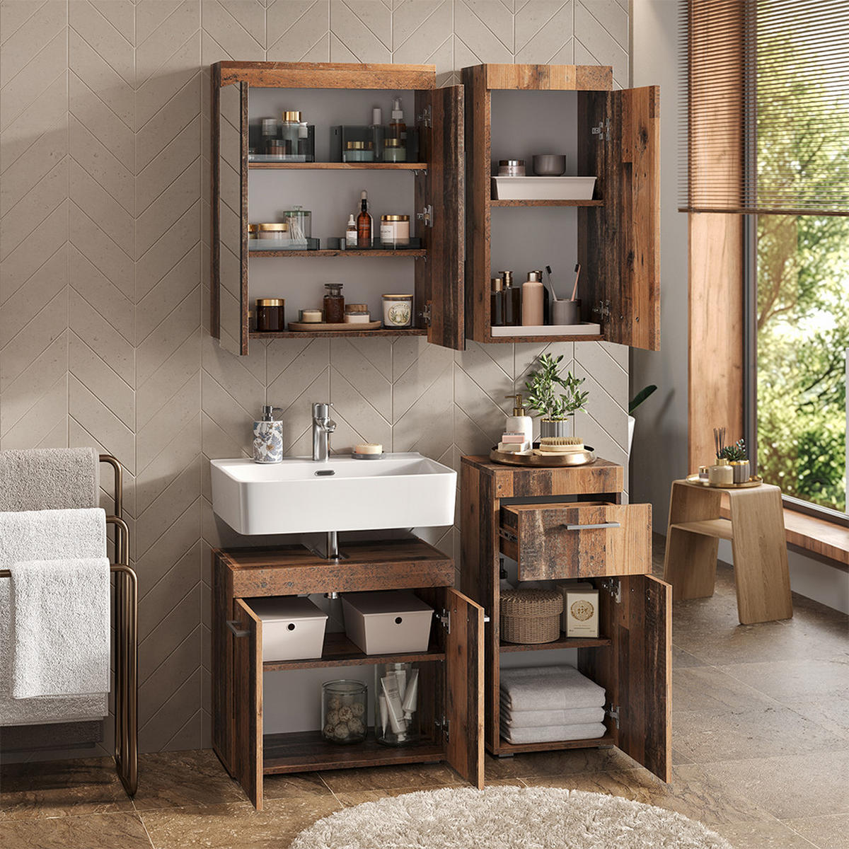 KOUPELNOVÝ NÁBYTEK Luna Oldstyle - hnědá, kompozitní dřevo (60/56/34cm) - Vicco