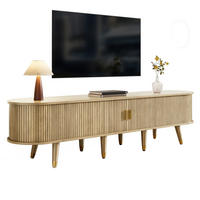 TV Lowboard 2 Schiebetüren, 2 Schubladen, Eiche - Braun, Holz (175/45/38cm)