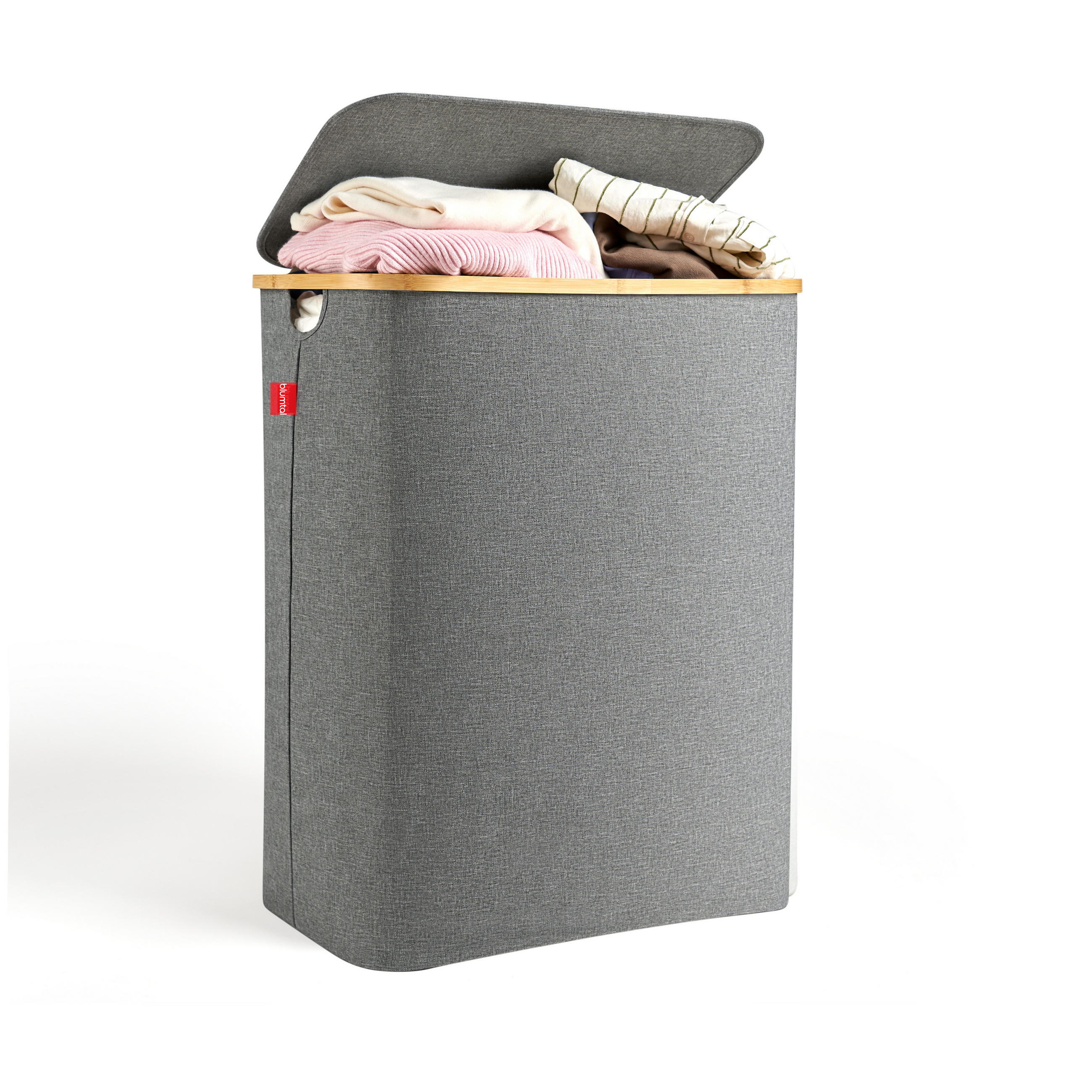 WÄSCHEKORB mit DeckeL, 150L, Grau - Grau, Holz (37/70/57cm) - Blumtal