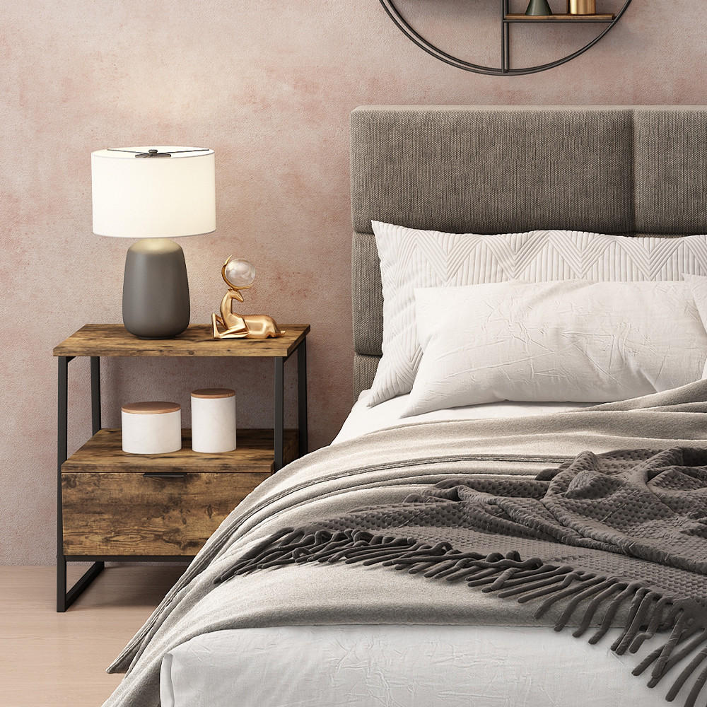 Thumbnail - Vicco Nachttisch, Wildeiche, Schwarz, Holzwerkstoff, 1 Fächer, Rechteckig, 45x50x40 cm, Schlafzimmer, Nachttische