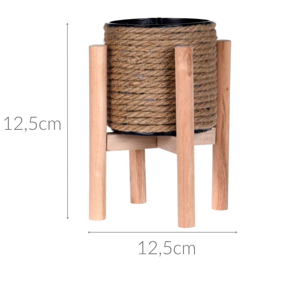 BLUMENTOPF Jute mit Ständer Ø 12,5 cm - Beige, Metall (12.5/12.5cm) - Home Styling Collection