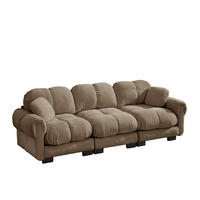 SOFA 260/86/90 cm in Braun aus Chenille mit Steppnähten und weichem Sitzkomfort - Braun, Textil (86/90/260cm) - Flora Grace