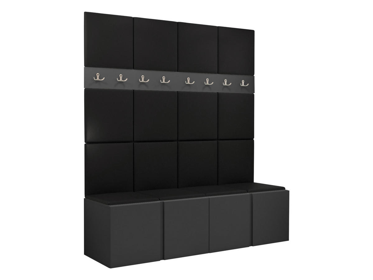 GARDEROBEN-SET Orion V - Graphitfarben/Schwarz, Holzwerkstoff/Kunststoff (168/186/46cm) - MIRJAN24