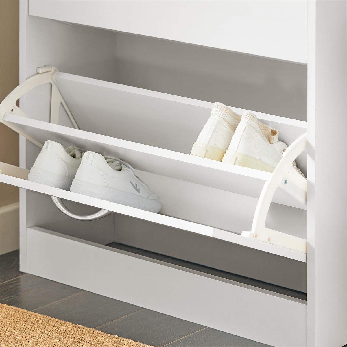 SCHUHSCHRANK Weiß - Weiß, Holzwerkstoff (60/115/24cm) - SoBuy