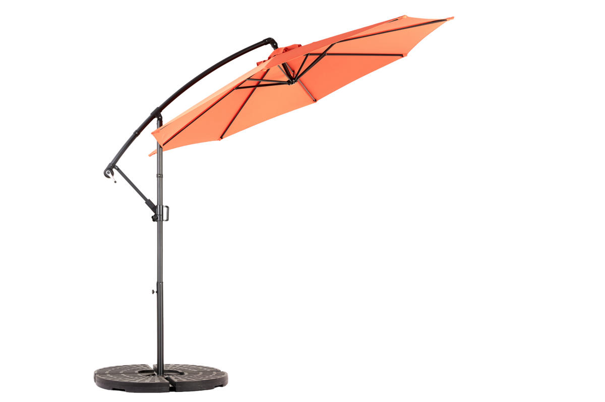 AMPELSCHIRM aus Stahl 294x294x250 cm in Orange mit Kurbel & Neigefunktion - Orange, Metall (294/294cm) - Modfu