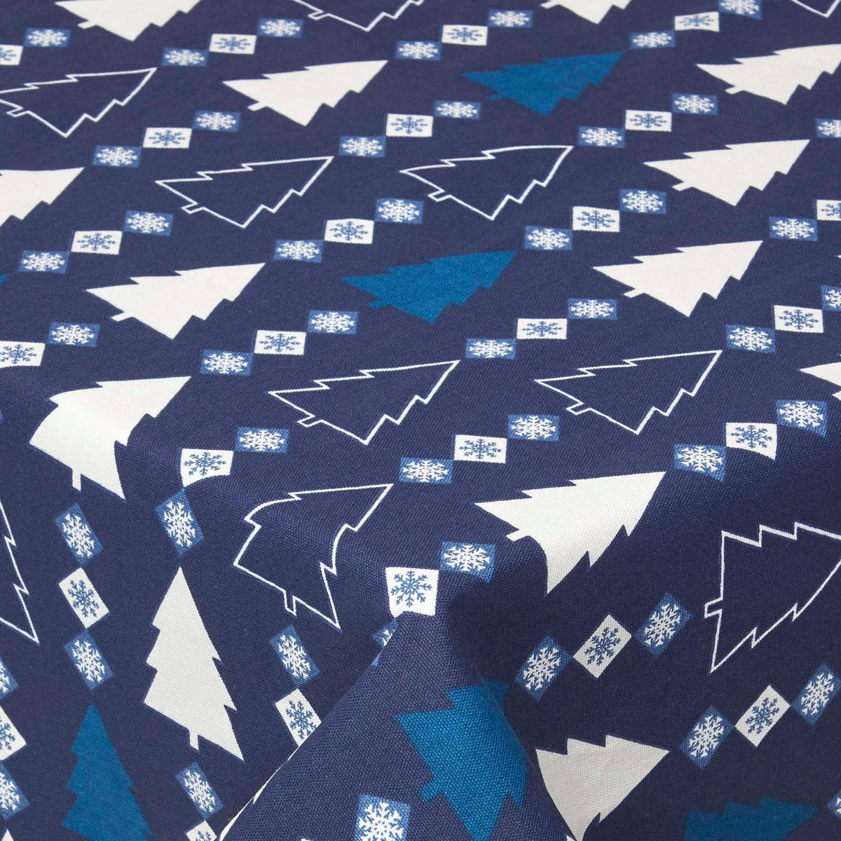 WEIHNACHTSTISCHDECKE Winterland blau, 178 cm rund, 100% Baumwolle - Blau, Textil (178/178cm) - Homescapes