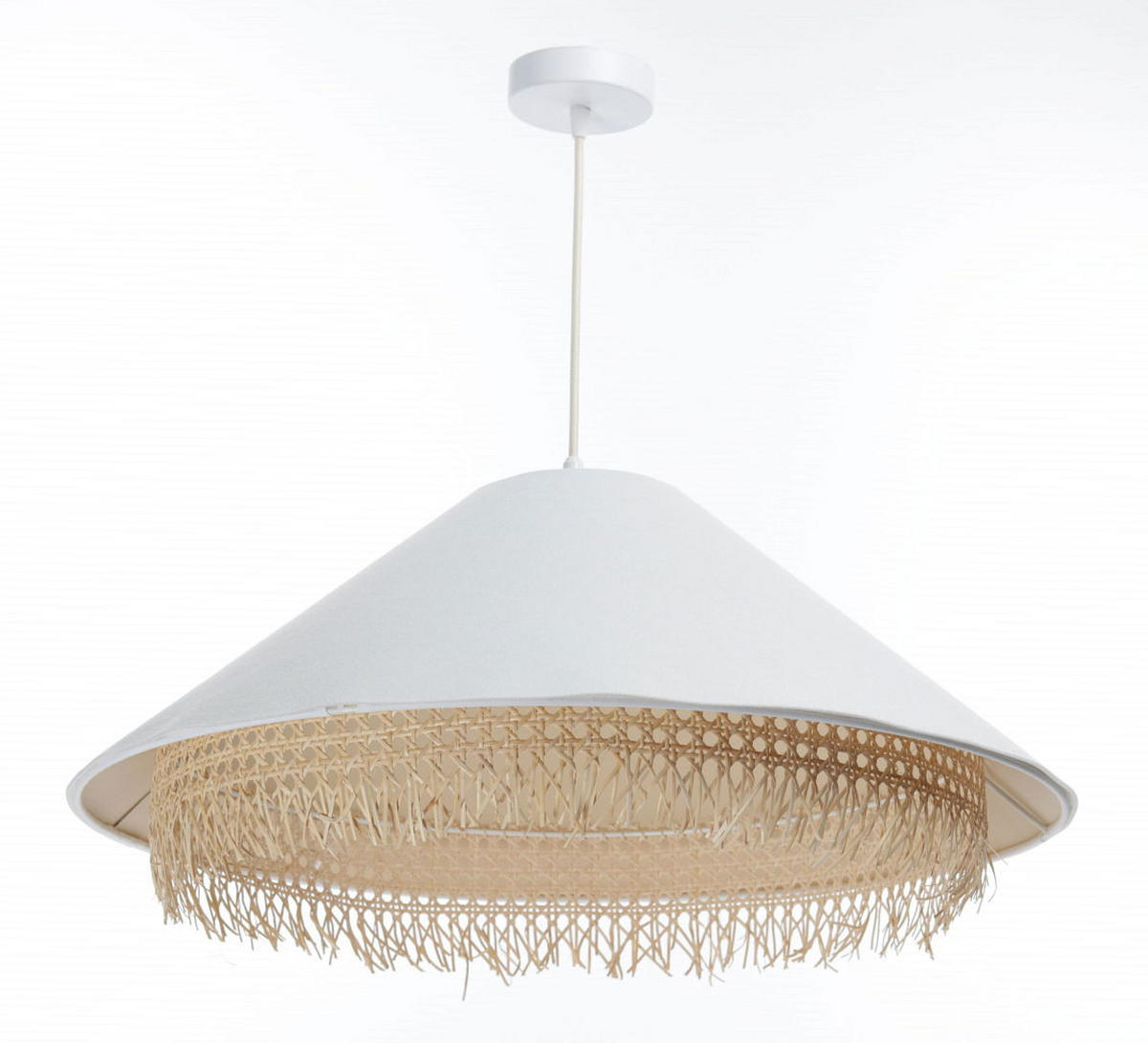 HÄNGELEUCHTE Weiß 60/26 cm - Weiß, Naturmaterialen (60/1.3/26cm) - ONZENO