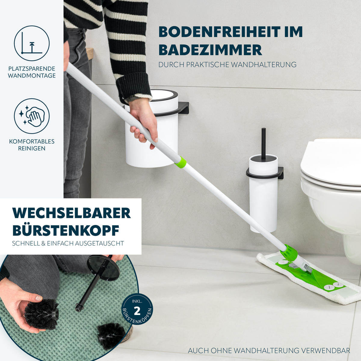 BAD-ACCESSOIRES-SET (4er-Set) SAVONA, Soft-Touch, weiß - Weiß, Kunststoff (19/24.5/19cm) - bremermann