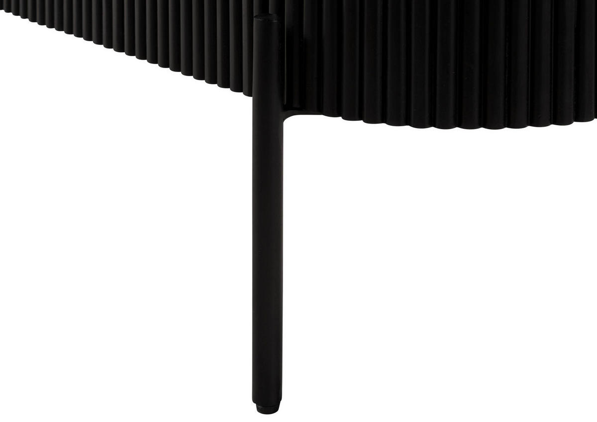 TV-BOARD Mango 200x36x51 schwarz lackiert / Marmor weiß BARCELONA #110 - Schwarz, Holz (200/51/36cm) - Massivmoebel24