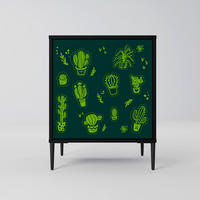 SIDEBOARD DESERT GREEN, Schwarz, 57,5x42x72,5 cm, Schwarze Metallfüße - Multicolor/Schwarz, Holzwerkstoff/Metall (57.5/72.5/42cm) - SpaceRebels