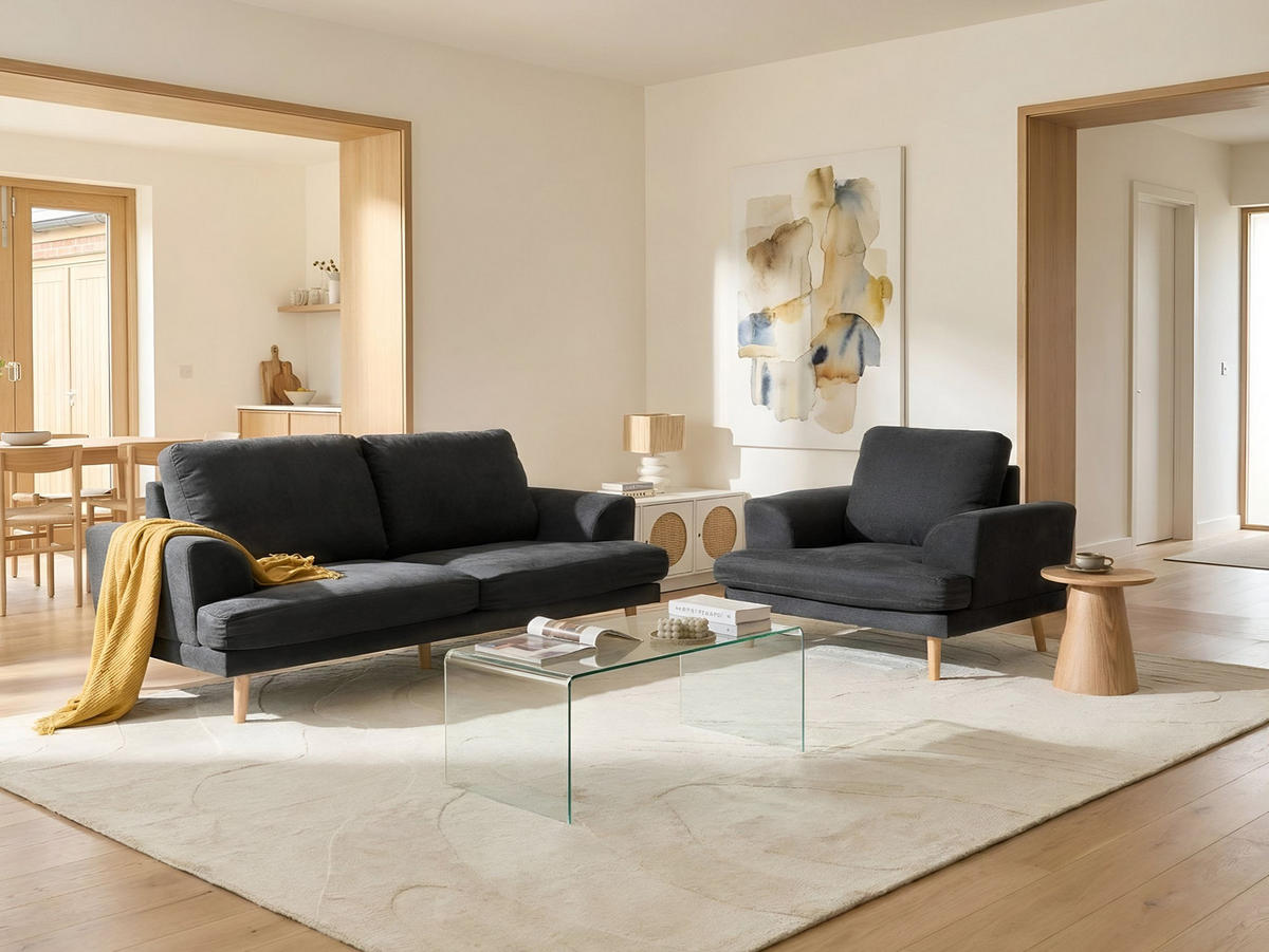 SADA POHOVEK 4-místná Látka Černá Kildal - černá, textil (280/90/96cm) - Beliani