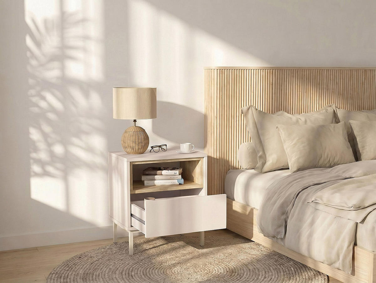 NACHTTISCH - 50 x 40 - holz - beige, naturfarben hell Fazyra - Beige/Naturfarben, Holz (50/56/40cm) - Vente-Unique