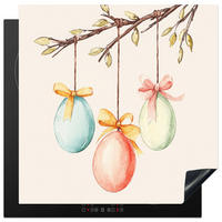 HERDABDECKPLATTE Osterkuchen - Schleife - Eier Induktionsmatte 78x78 cm - Creme, Kunststoff (78/78/0.2cm) - MuchoWow