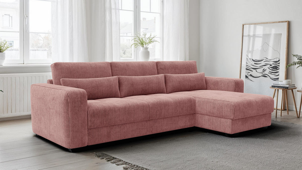 ECKSOFA OLI 4-Sitzer rechts, altrosa - Altrosa, Holz/Textil (295/172cm) - Courtois Laville
