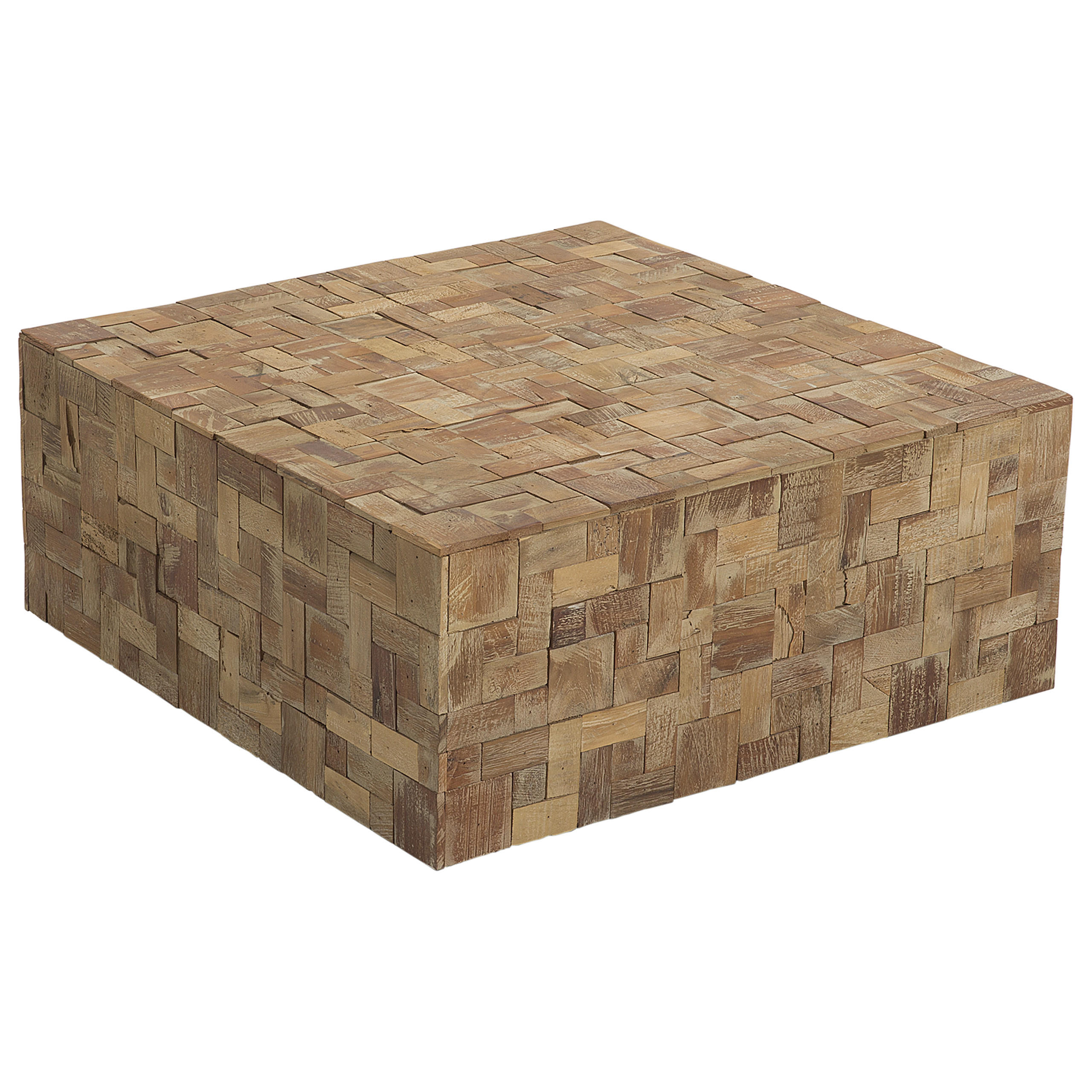COUCHTISCH Teakholz hellbraun quadratisch 80/80 cm Gambo - Hellbraun, Holz (80/80/33cm) - Beliani
