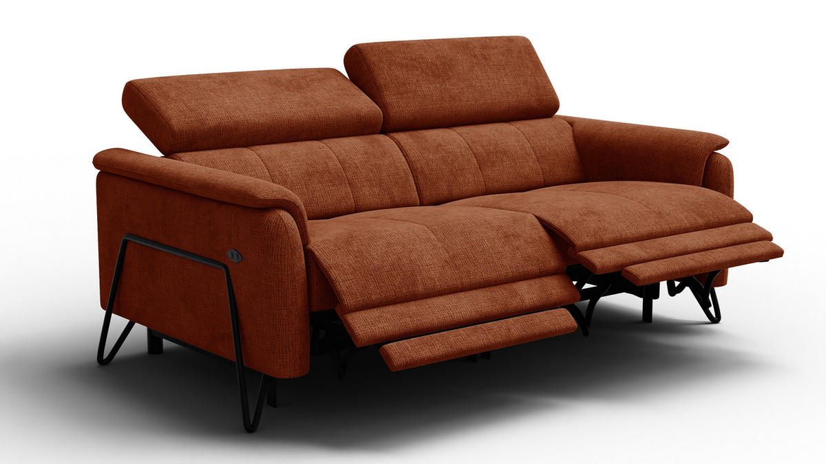 RELAXSOFA RODEN 3-Sitzer, rostrot - Orange, Holz/Textil (194/82/103cm) - Courtois Laville