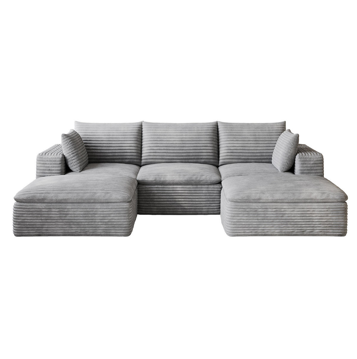SOFA modular 260 cm Stoff Grey - Grau, Kunststoff (160/60/260.1cm) - Meubliv
