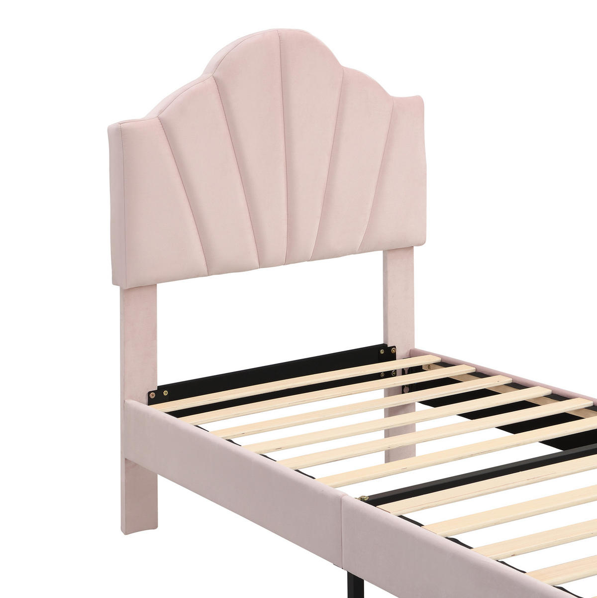 POLSTERBETT 90/200 cm Rosa aus Samt mit verstellbarem Kopfteil - Pink, Textil (90/200cm) - OKMYHOME