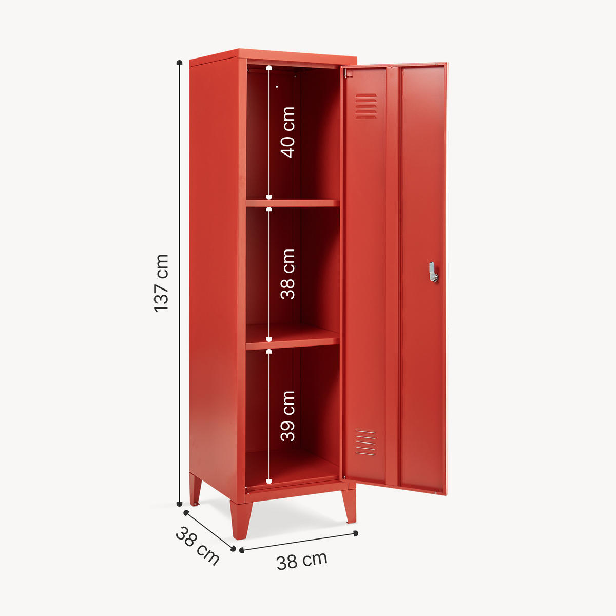 EINZELSPIND Kurikka - Rot, Metall (38/137/38cm) - [en.casa]