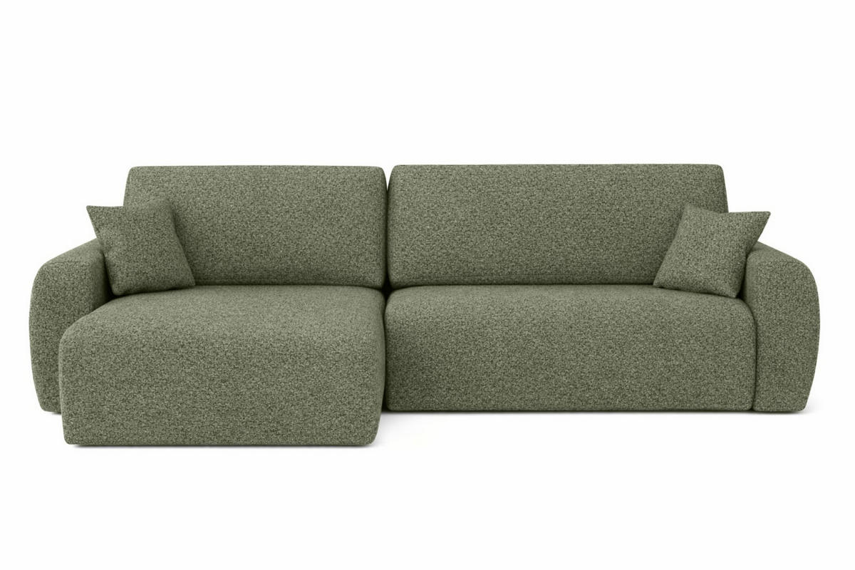 ECKSOFA Mit Schlaffunktion Ariel L, Chenille, Stoff Artico, Moss, Links - Hellgrün, Holz (250/142cm) - Kaiser Möbel