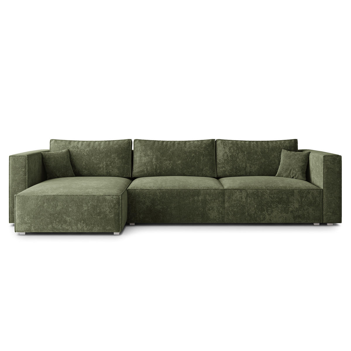 ECKSOFA TOLMO LM Grün Chenille mit Schlaffunktion - Grün, Holzwerkstoff/Textil (347/148cm) - MASSENO