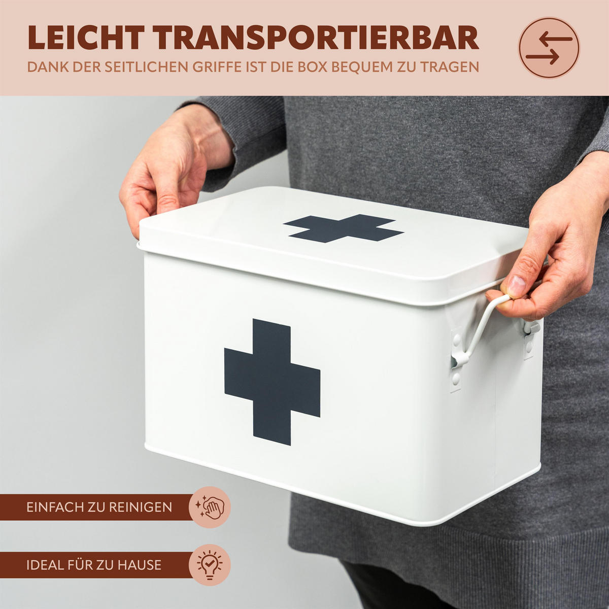 MEDIZINBOX, weiß, Metall - Weiß, Metall (32.5/20.5/20cm) - eluno