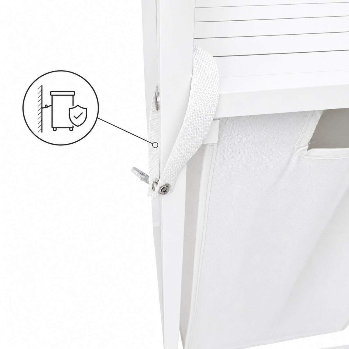 WÄSCHEKORB Metall MDF Stoff Weiß 2 herausnehmbare 92 Liter 73x33x71 cm - Weiß, Holzwerkstoff/Metall (73/71/33cm) - Begryf