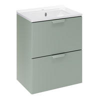 WASCHTISCHKOMBI 60 cm 2 Teile - Aster Green A BM411 in Grün Matt - Weiß Hochglanz/Grün, Holz/Keramik (60/51.8/46cm)