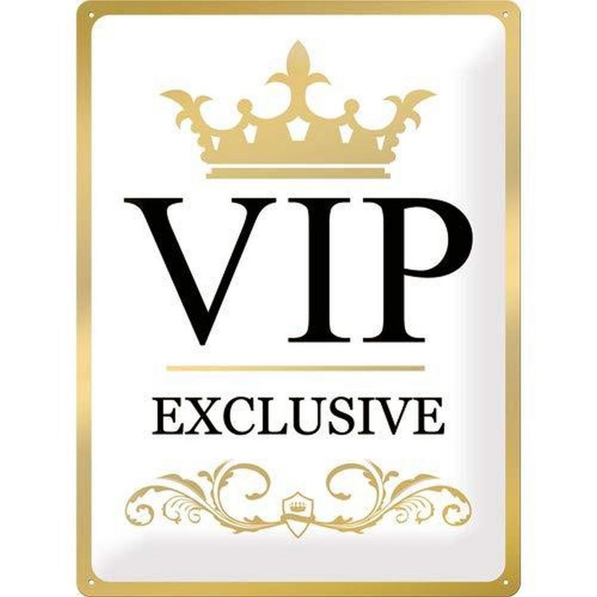 BLECHSCHILD 30/40 cm VIP Exclusive Gold Weiss - Multicolor, Metall (30/40/0.2cm) - Nostalgic-Art