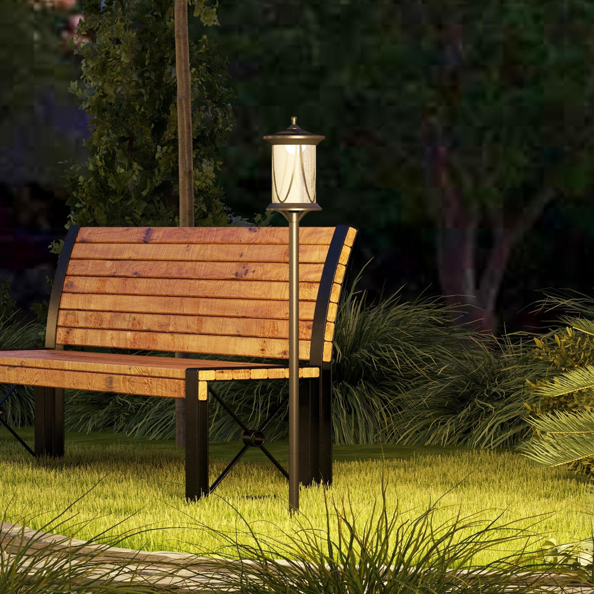 GARTENLATERNE, Schwarz, ABS, Polycarbonate - Schwarz, Kunststoff (17/17/127cm) - Outsunny