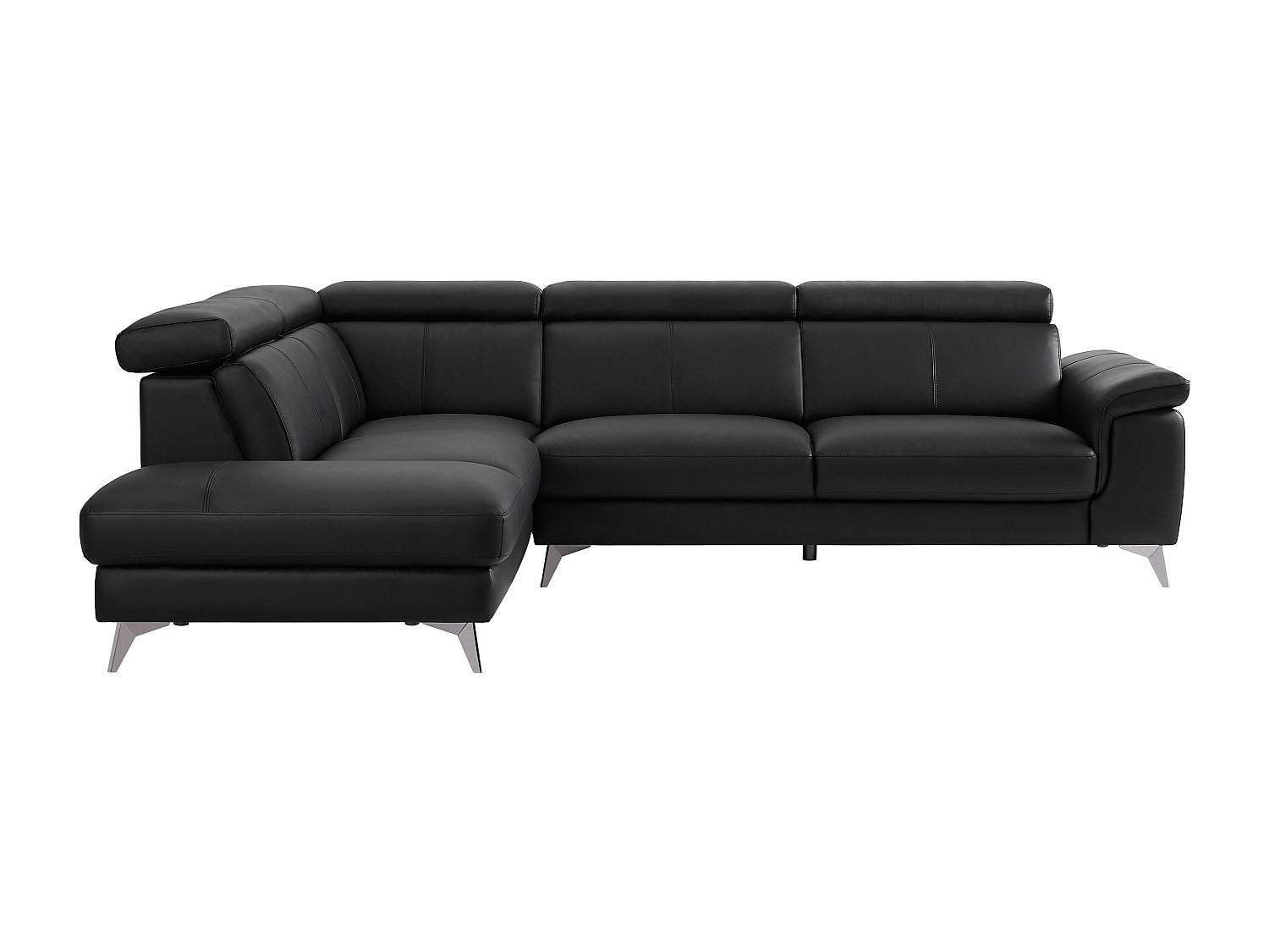 SOFA - 6 Personen - leder - schwarz Maramba - Schwarz, Leder/Metall (288/82/219cm) - Vente-Unique
