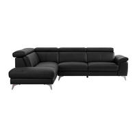 SOFA - 6 Personen - leder - schwarz Maramba - Schwarz, Leder/Metall (288/82/219cm) - Vente-Unique
