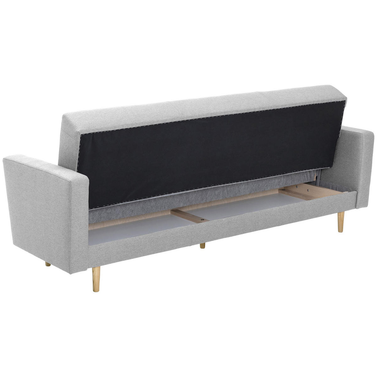 SOFA 3-Sitzer mit Bettfunktion Kazia Flachgewebe hellgrau - Hellgrau, Kunststoff (83/81/224cm) - 58aufmkessel