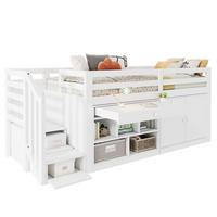 KINDERBETT 90/200 cm Weiß aus Massivholz mit Stauraum und Schreibtischfunktion - Weiß, Holz (90/200cm) - OKMYHOME