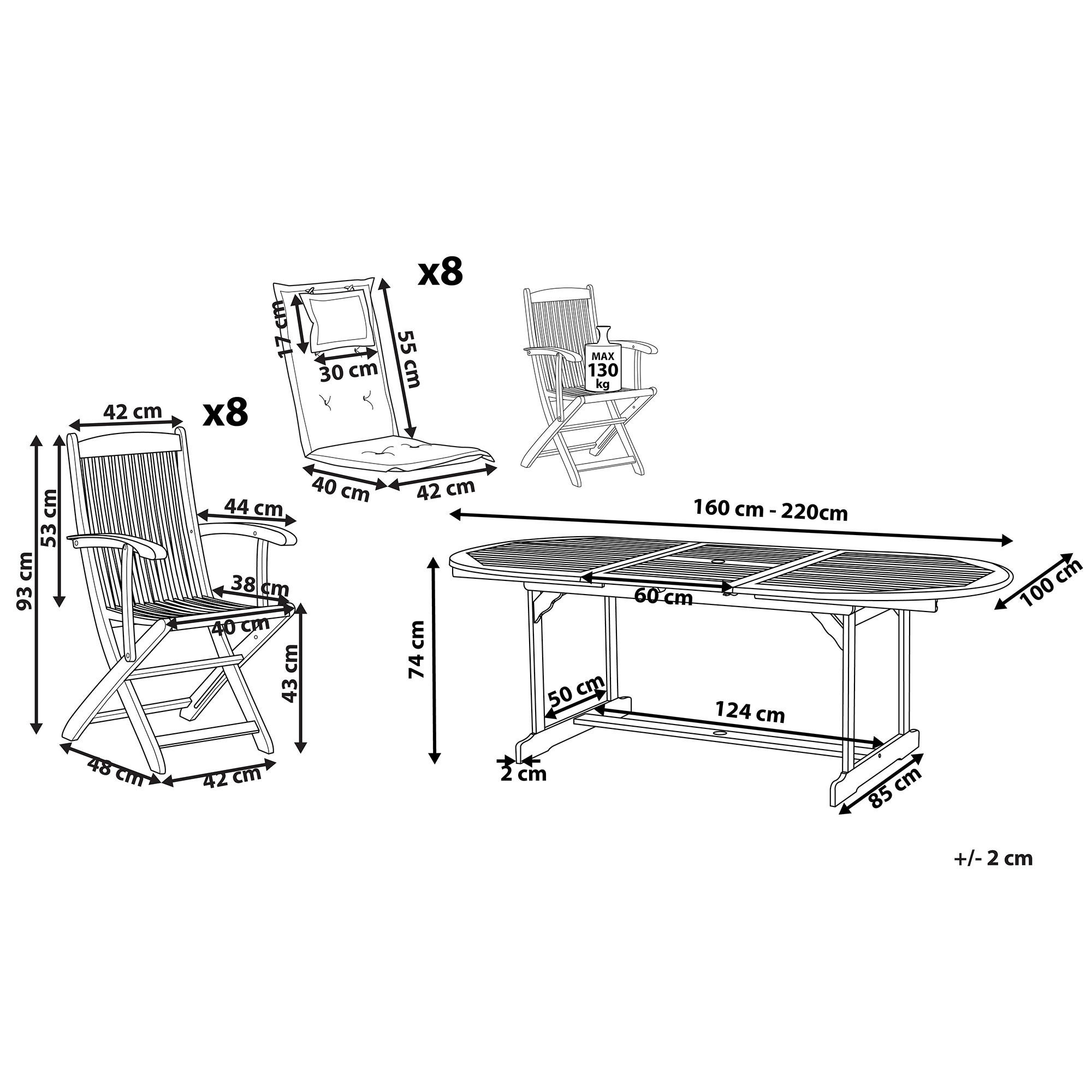 Thumbnail - Beliani Gartenmöbel, Hellbraun, Weiß, Holz, 8-Sitzer, Loungemöbel, Loungemöbel-Sets