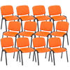 BESUCHERSTUHL 12er Set Lederlook orange - Schwarz/Orange, Textil/Metall (53/83/53cm) - CLP