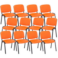 BESUCHERSTUHL 12er Set Lederlook orange - Schwarz/Orange, Textil/Metall (53/83/53cm) - CLP