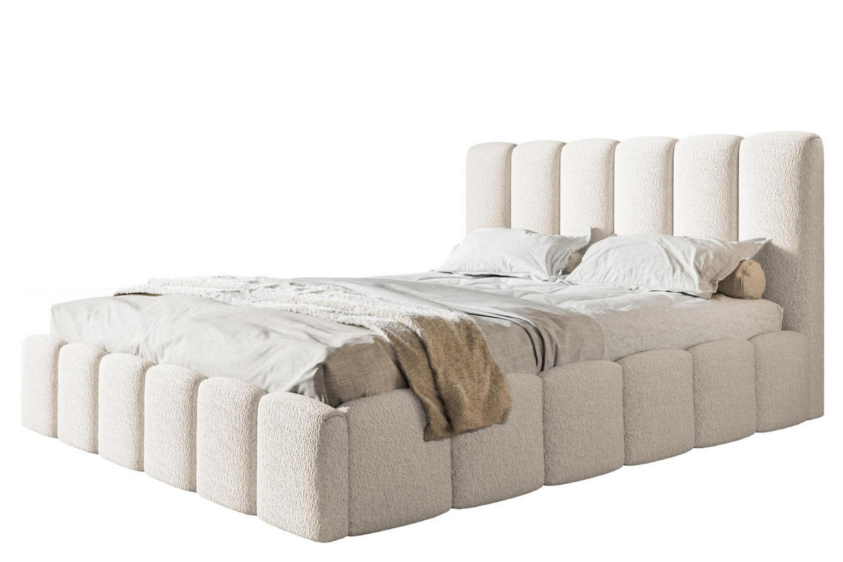 BETT 180x200 - Polsterbett mit Bettkasten und Holzrahmen - Modern Betten - Kuscheliger Catch-Me-Stoff - Kollektion Lucy - Weiß - Weiß, Holz/Textil (180/200cm) - Alpi-Möbel